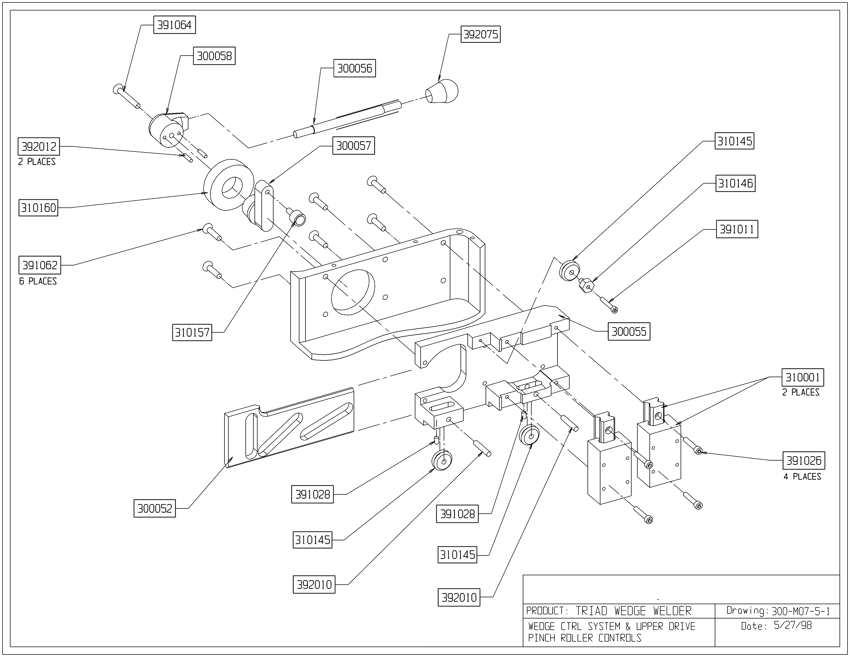 Sistema de control Triad-Part-Wedge y controles de rodillo de arrastre superior